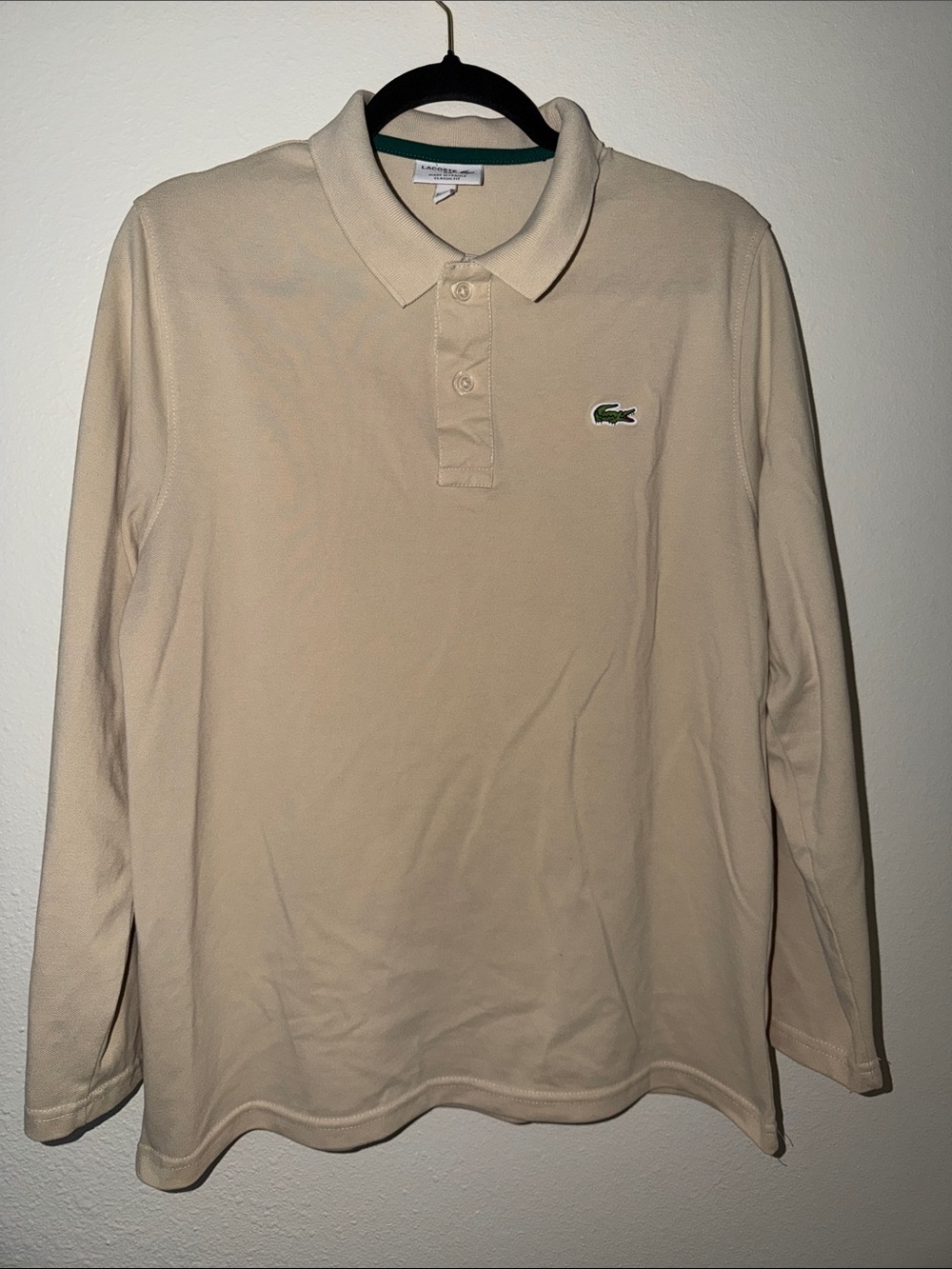 Lacoste Men’s Long Sleeve Polo Shirt in Cream